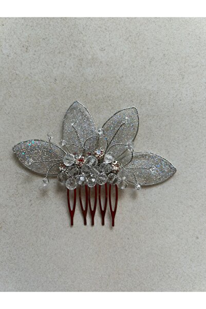 Yuppiso Simli Yapraklı Kristal Şeffaf Taşlı Gelin Tarak Toka