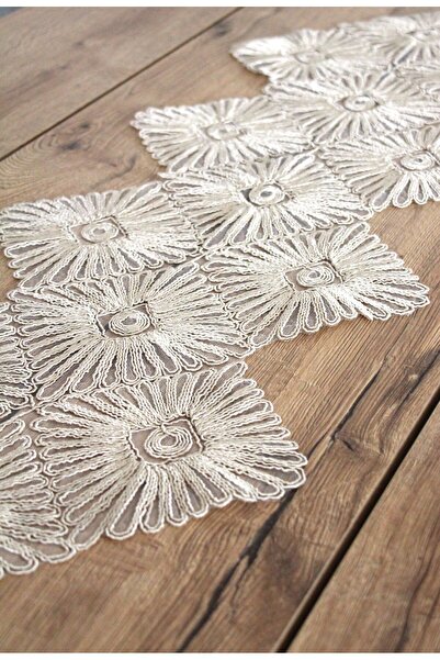 DDHOME Lace Fiskos Table Runner - 100X35 Cm, Knitted Detail, 1001-Type