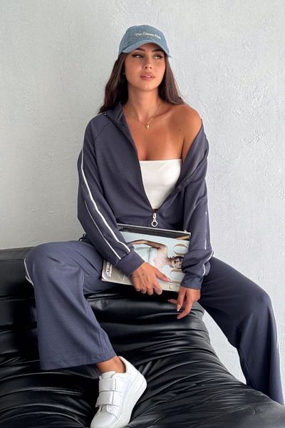 Ded COLLECTION Modal Women's Tracksuit Set - Zippered and Piping