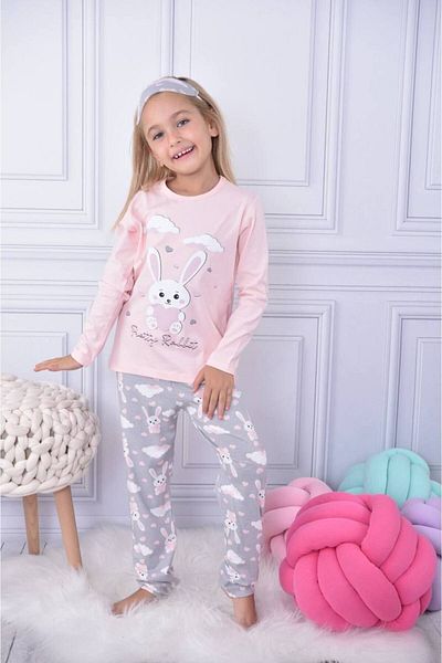 Lolliboomkids Κοριτσίστικο σετ πιτζάμες με εμπριμέ βασικό σετ πιτζάμες, απαλό σομόν με δώρο