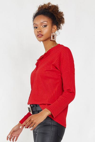 Hopoi Women's Casual Basic Blouse - Collar with Buttons