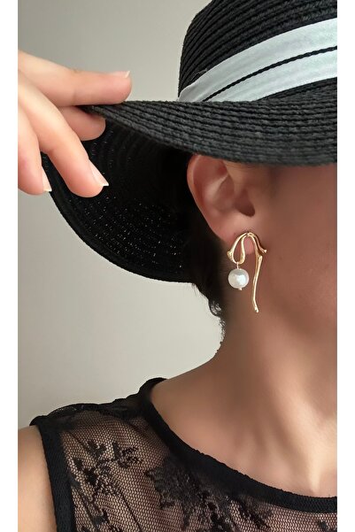 Çelik İnci Boncuklu Tasarım Şık Çelik Küpe