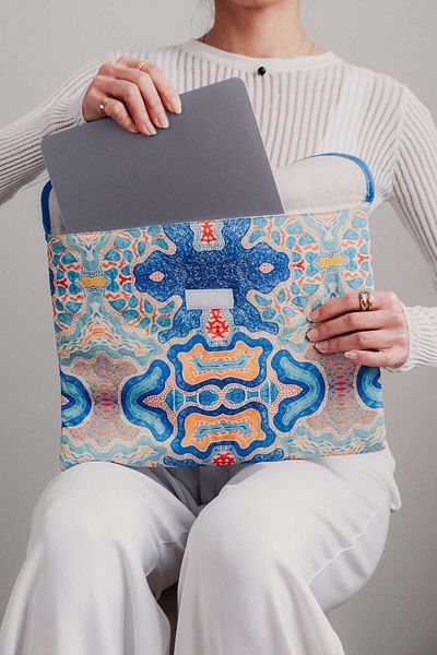WOLF & ROCK Husă pentru notebook/tabletă cu model Wolf&Rock Blue compatibilă cu 13''-14''