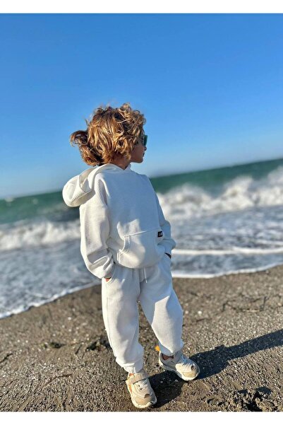 Lolliboomkids New Season White Oversize Σετ φόρμας κηρήθρας/βάφλα - με κουκούλα, μονόχρωμο