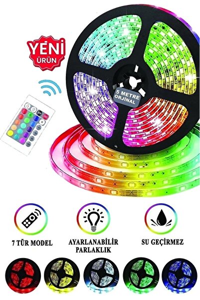 Onetick 5 Metre Animasyonlu Tak Çalıştır Kumandalı Parti Şerit Led RGB