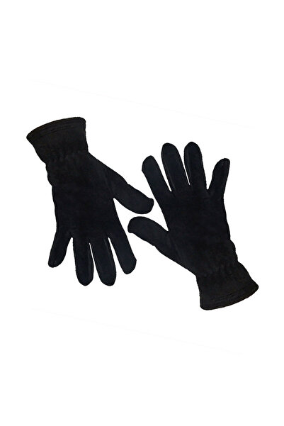 Mrey Kadın Siyah Polar Kışlık Parmakları Kapalı Parmaklı Polar 1 Çift Eldiven Bileği Lastikli Termal