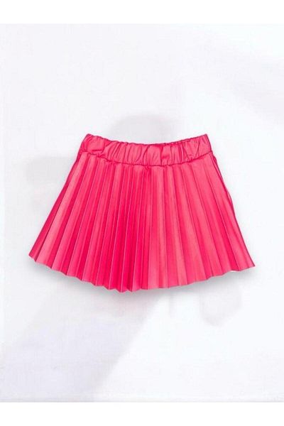 Zekids Pleated Leather Baby Girl Skirt - Elastic Waist
