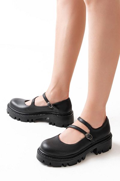 Aymood 868-756 Loafer zilnic cu talpă înaltă neagră