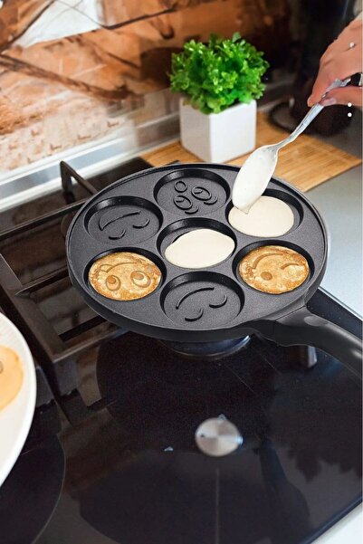 KRİZANTEM Cast Granite Coating Emoji Pancakes Pancake 28cm Pancakes Pan