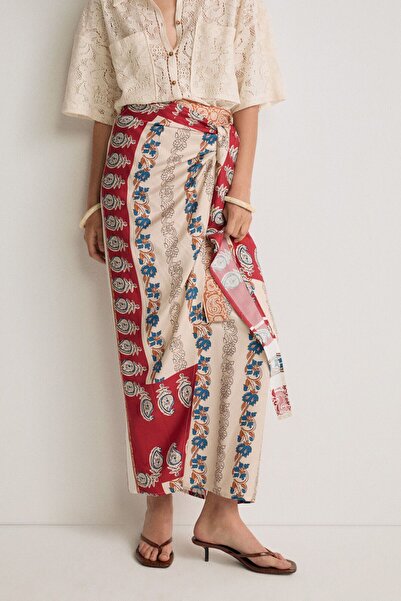 Pilea Şal Desenli Anvelop Etek