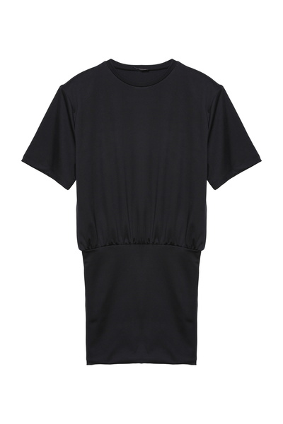 Quzu Kısa Kol Mini Basic Elbise Siyah