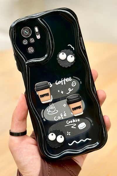 Vip Case حافظة Redmi Note 10/10s بنمط بسكويت القهوة ثلاثية الأبعاد بتصميم لامع لطيف