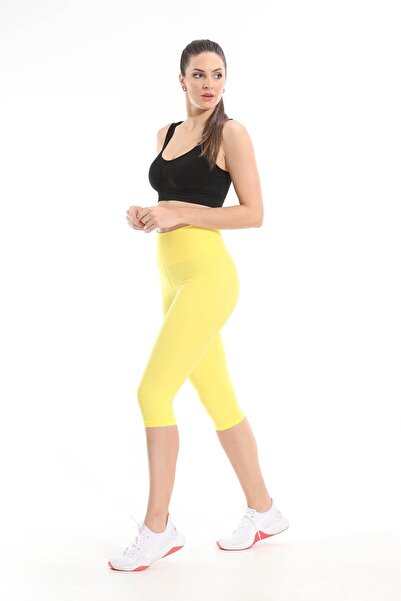 LIWITS Toparlayıcı Inceltici Ekstra Yüksek Bel Diz Altı Likralı Naylon Tayt Push Up Özellikli Fit Gösterir