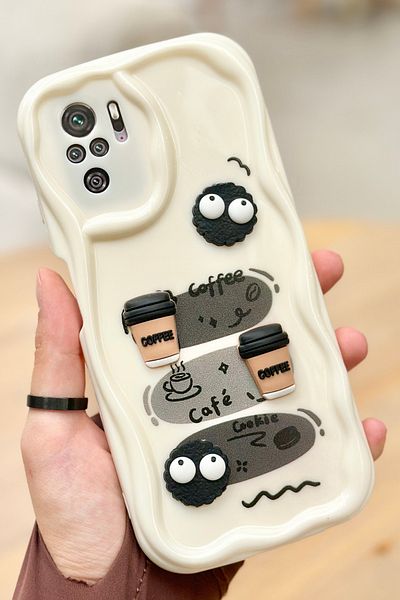 Vip Case حافظة Redmi Note 10/10s بنمط بسكويت القهوة ثلاثية الأبعاد بتصميم لامع لطيف