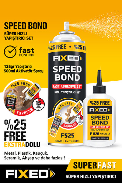 FIXED F-525 Universal Spreyli Süper Hızlı Yapıştırıcı Set 500 ml 125 gr