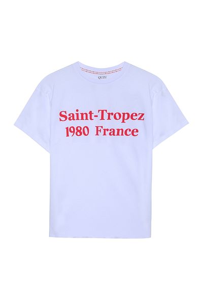 Quzu Tricou de bază alb - text colorat imprimat