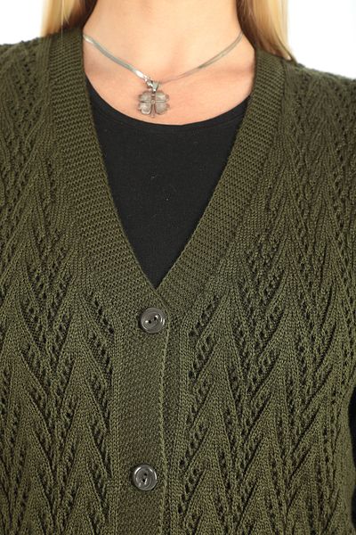 İKSUN V-Neck Knitwear Mother Vest - Thick Wool, Buttoned Pocket