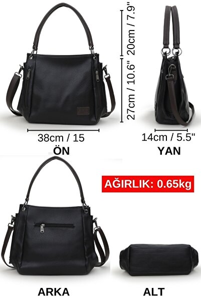 Cappadocia Vintage 3232 Nová dámská kabelka Phaselis Smoke Black z umělé kůže přes rameno, ležérní kabelka do ruky s kapsami, crossbody