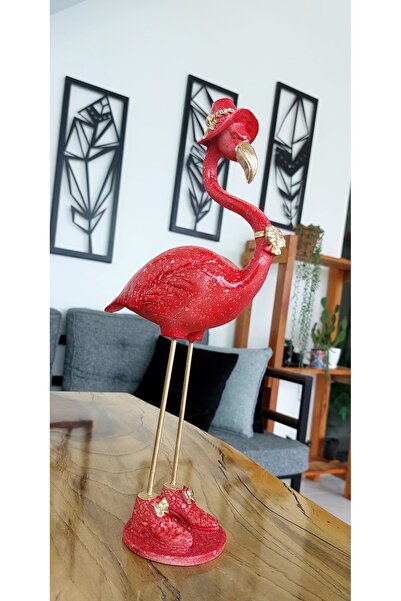 Gloriys Home & Decor kırmızı şapkalı flamingo biblosu 36cm