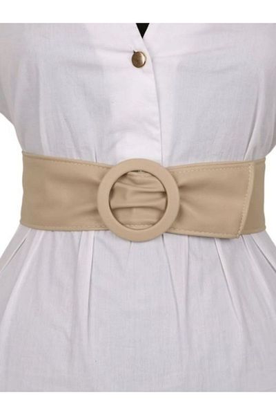ZR Accessory Γυναικεία ζώνη παλτό από συνθετικό δέρμα βιζόν με στρογγυλή πόρπη - για φόρεμα και πουκάμισο