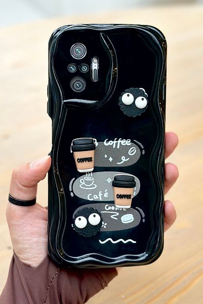 Vip Case حافظة كوكي بتصميم لامع ثلاثي الأبعاد لهاتف Redmi Note 10 Pro بنمط بسكويت القهوة