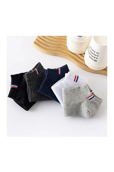 REYNBOO SOCKS 5 чифта мъжки чорапи до глезена с различни цветове гумени ленти Мъжки ботуши Чорапи