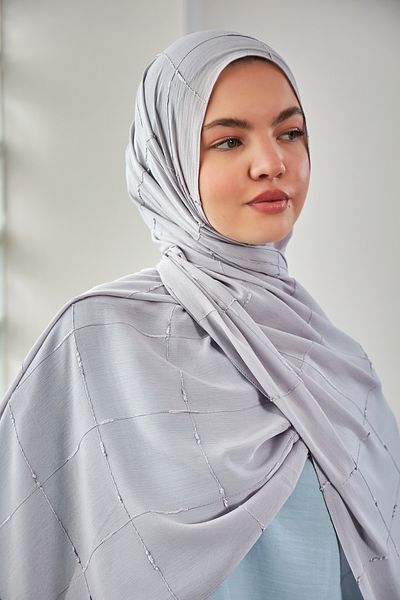 Scarf Σάλι Arya Chiffon Butterfly - Ασημί Γκρι