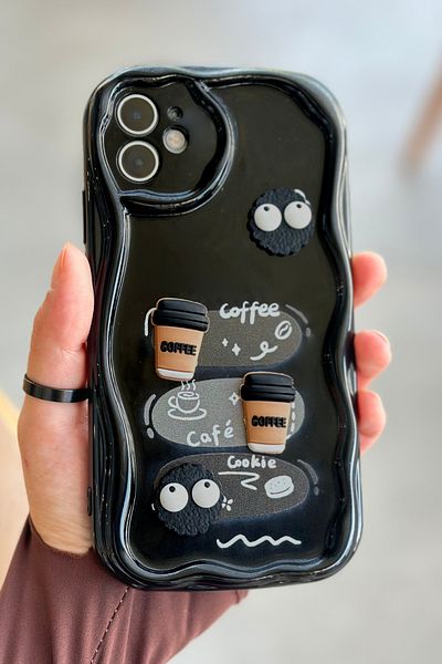 Vip Case 3-Dimensional Cute Glossy Design Cookie Case with Coffee Cookie Pattern Compatible for iPhone 11