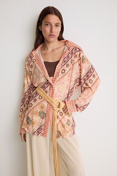 Pilea Πλεκτό πουκάμισο με έθνικ σχέδιο Sorbe