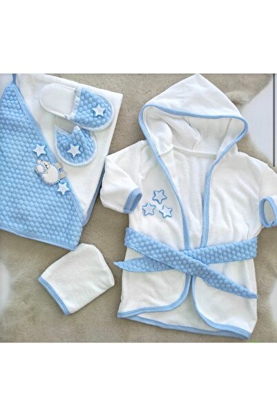 nevrankids Star Lamb Quilted 4 Piece Towel Bathrobe Set