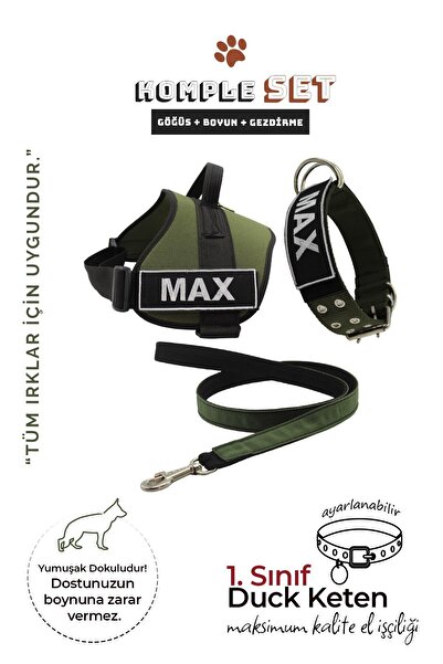 MgTasma Kişiye Özel, İsimli K9 Tasma Seti , Boyun Tasması, Göğüs Tasması, Gezdirme Ipi
