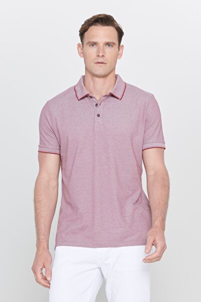 AC&Co / Altınyıldız Classics Erkek Bordo-açık Siyah-açık Lacivert 3'lü Çekmeyen Pamuklu Slim Fit Kıvrılmaz Polo Yaka Basic Tişört