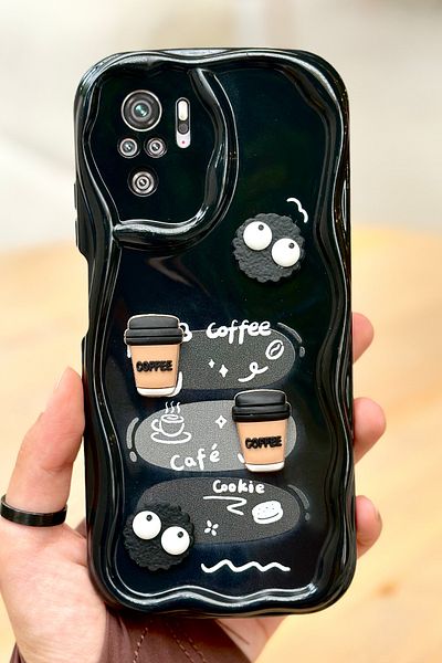 Vip Case حافظة Redmi Note 10/10s بنمط بسكويت القهوة ثلاثية الأبعاد بتصميم لامع لطيف