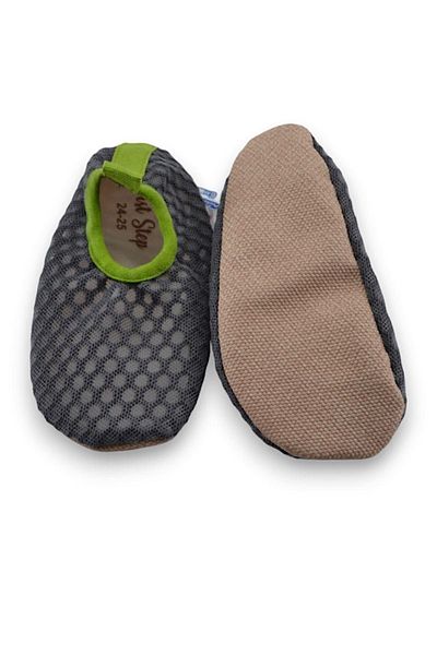 First Step Gray Children's Pool Booties - Mesh and Non-Slip Sole F-9024