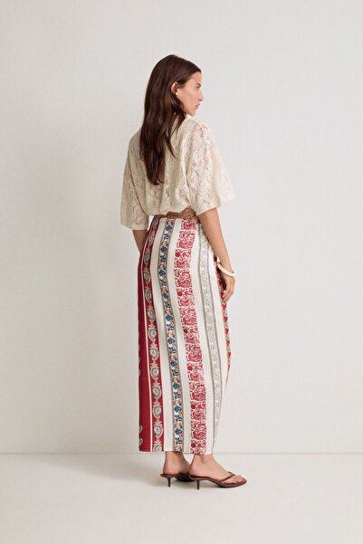 Pilea Şal Desenli Anvelop Etek