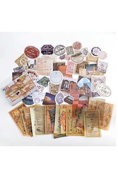 SF SCRAPBOOK KIRTASİYE Scrapbook, Scrapbooking 60 Parça Vintage Retro Temalı ...