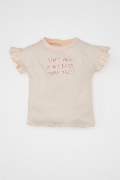 DeFacto Crew Neck Printed Short Sleeve Baby Girl T-Shirt - C0011A524Sm