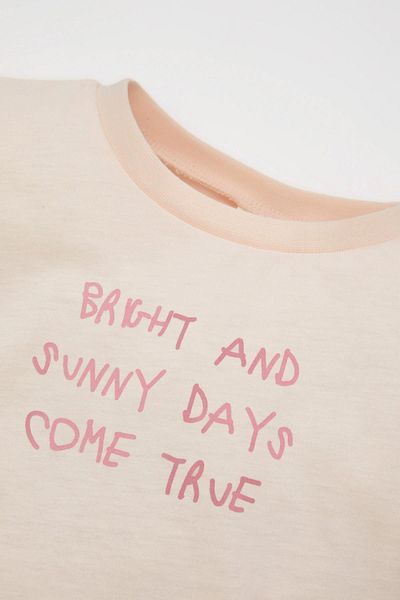DeFacto Crew Neck Printed Short Sleeve Baby Girl T-Shirt - C0011A524Sm
