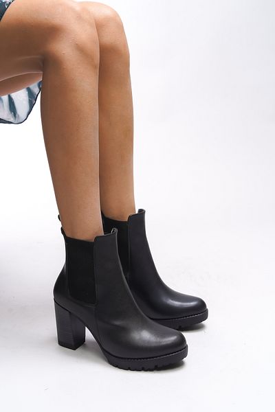 Riccon Theflaena Schwarze elastische Damenstiefel mit hohem Absatz - 0012513
