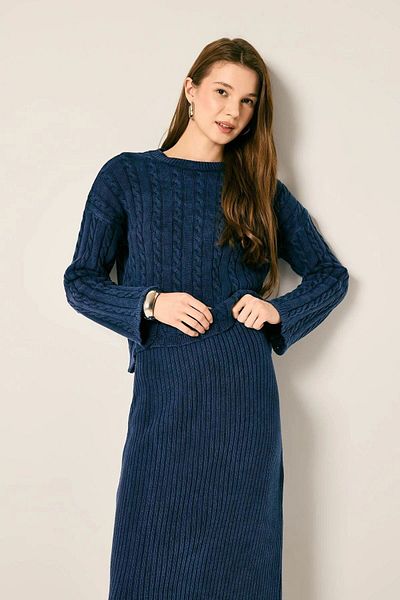 DeFacto Strickpullover-Tunika mit normaler Passform, Baumwolle, gestrickt, gemustert, B8398ax23wn