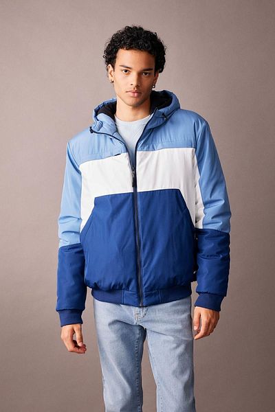 DeFacto Palton hidrofug, slim fit, cu glugă, căptușit cu fleece, cu buzunare cu fermoar N4530az23au