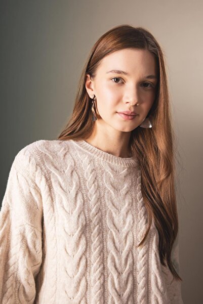 DeFacto Regular Fit Crew Krk do vlasů Cop se vzorem Pletený svetr Tunik B4284Ax23Wn