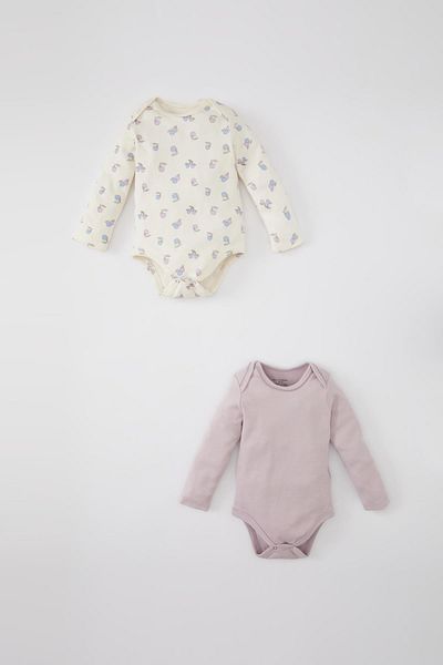 DeFacto Fruit Patterned Envelope Collar Baby Girl Body - 2-Piece Long Sleeve, Snap C2459A524Sp