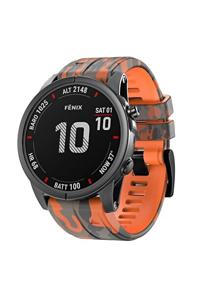 Markacase Garmin Fenix 6 -6 Pro (22MM) Kamuflaj Silikon Saat Kordonu