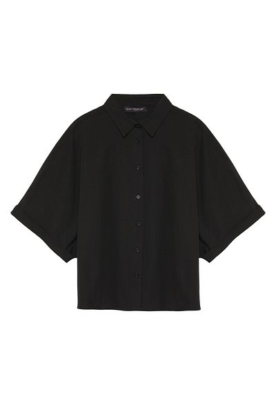 Quzu Black Oversize Short Sleeve Shirt