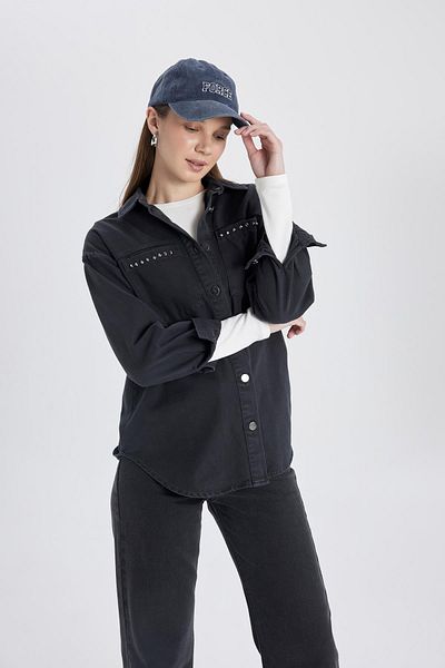DeFacto Gabardine Relax Fit Long Sleeve Tunic Shirt - B8308Ax24Sp