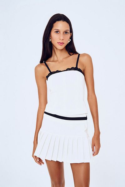 Quzu Ecru Strappy Blouse - Lace Detailed