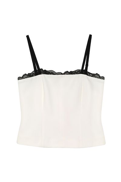 Quzu Ecru Strappy Blouse - Lace Detailed