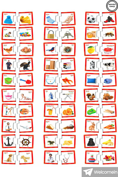 welcomein İlişki - Bağlantı Kurma 2-6 Yaş Eğlenceli Bulmacalar Puzzle Eşleştirme Zeka Kartları 60 Parça