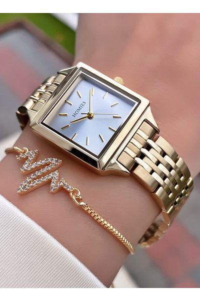 Homies Brand Gold Color Waterproof Women's Wristwatch - With Bracelet Gift
